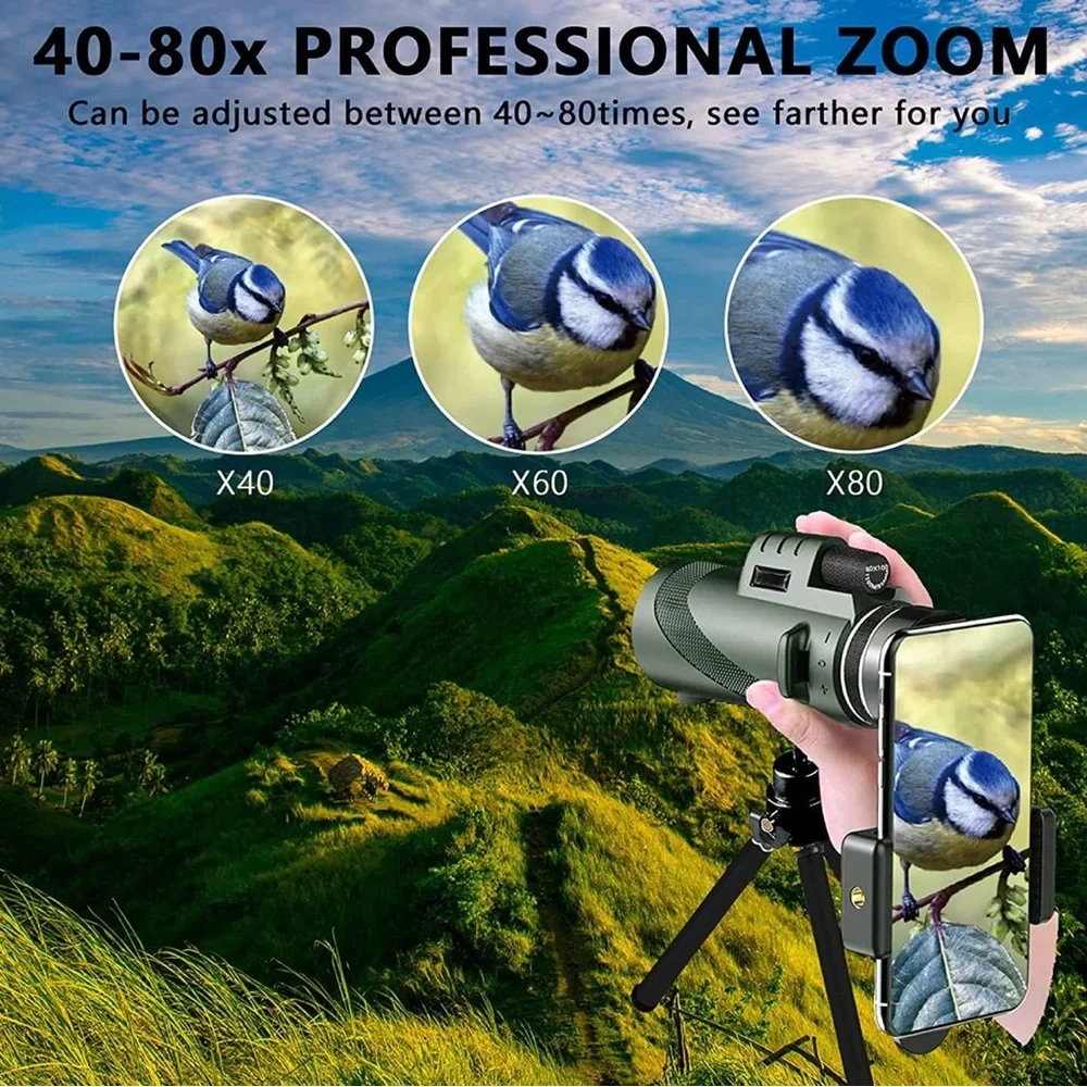 HD High Power Monocular Telescope 80x100